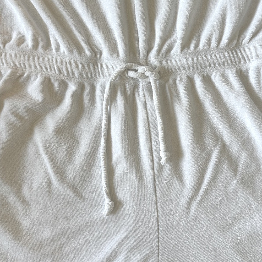 OLD NAVY white terry cloth v-neck drawstring waist romper w/pockets size Large - Picture 7 of 7